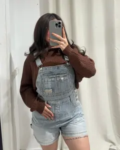 Jean Short Overall - Light Wash