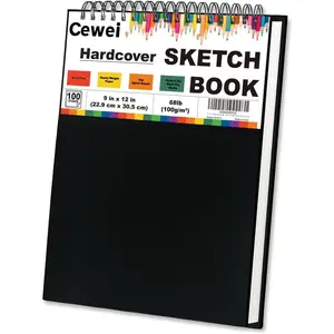 Cuaderno de bocetos 9" x 12" espiral superior 100 hojas 68 lb/100 GSM bloc de papel de dibujo para niños y artistas
