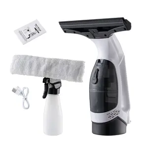 Window Vacuum Squeegee Cordless Handheld Cleaner with 11 Inch Soft Rubber Squeegee 9.4 Inch Microfiber Wiper 30 Minute Runtime & 150ml Removable Water Tank for Windows Tiles Mirrors Car Windshield - Appliances