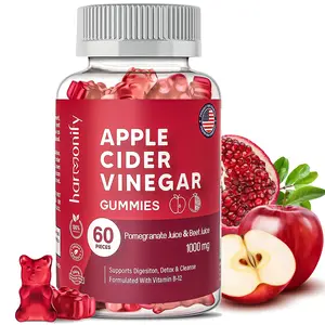 HARMONIFY Apple Cider Vinegar Gummies with Pomegranate Beet Juice, 1000 mg Vitamins, 30 Days Servings, Dietary Supplement for Digestion & Cleanse