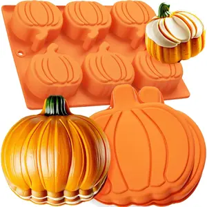 3 count Pumpkin  Mold  Pumpkin Cake Molds Thanksgiving Muffin Cupcake Pan Hot  Bomb Mold for Halloween Thanksgiving Fall Baking Muffin Cupcake Wax Melts Soap Candle Ice CubeMaking