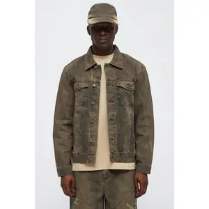 Worn Wild Distressed Trucker Jacket - Brown