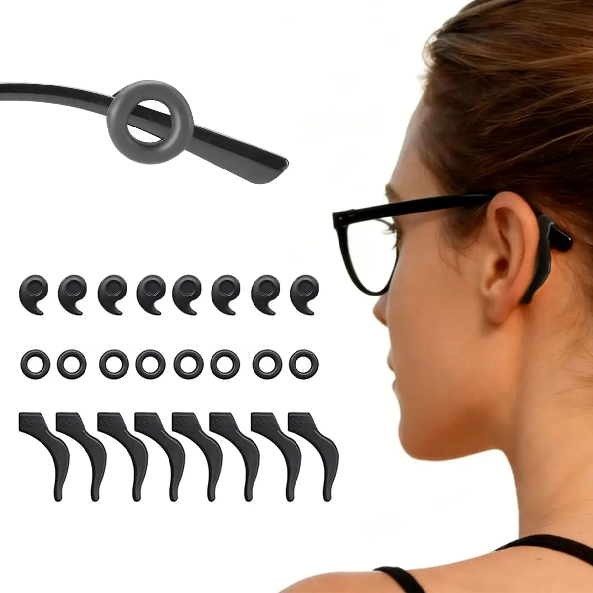 Unisex Anti-Slip Glasses Ear Grips, Soft Silicone Temple Hooks for Behind the Ears, Secure Universal Fit Retainer for Eyewear, Slip-Resistant, Secure Ear Hold, Eyeglass Holder Ear Grip