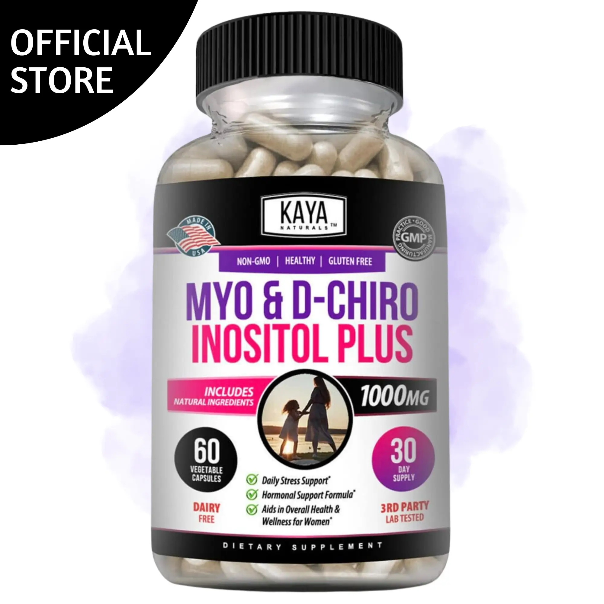 Kaya Naturals Myo & D-Chiro Inositol Plus – Balanced Inositol Blend for Daily Wellness – Vitamin B8 – Support for Women – 60 Capsules