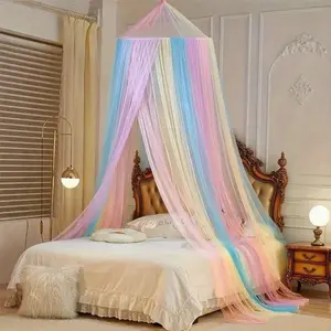 Colorful Mosquito Net Dome Indoor Ceiling Mounted, No Installation Required, Camping Picnic Anti-Mosquito Mesh Tent, Fits Beds Up to 2m, Mosquito Netting