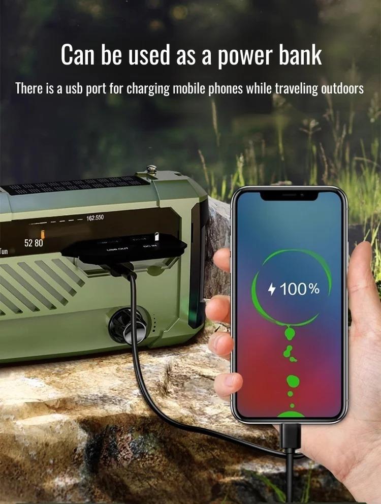 Emergency Weather Alert Radio Hand Crank Radio Emergency Weather Radio Portable Power Bank Usb/Solar/Hand Crank Charging, Bluetooth Loud Volume
