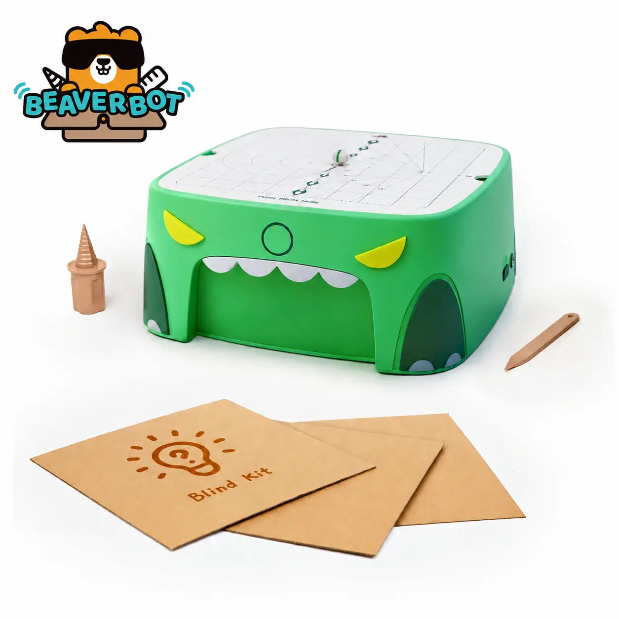 BEAVERBOT Kids Bladeless Aluminium Cardboard Cutter (Ages 3+), Safe STEM Craft Toy with Dual-Speed Control Direct-Drive Motor, Jam-Stop Protect Anti-Jam Precision Tool for Maker Spaces & DIY Cutting, Gift for Kids, C2