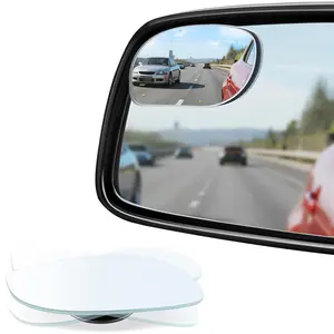 LMMAKE Frameless HD Glass Convex Blind Spot Mirrors - 2-Pack Adjustable Stick-On Automotive Exterior Accessories for Cars, SUVs