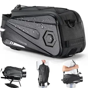 Rear Seat Bag, Double Water Resistant, Zipper, Bicycle Trunk Pannier, 8.6L Capacity  Backseat Carrier Cargo Pouch with Strap & Rain Cover For Cycling