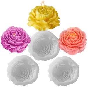 3 sets of peony silicone molds, suitable for candle making, perfect for aromatherapy candles, resin, clay, plaster, and other crafts. Easy to demold, showcasing exquisite petal designs, perfect for handmade wedding and Valentine's Day decorations