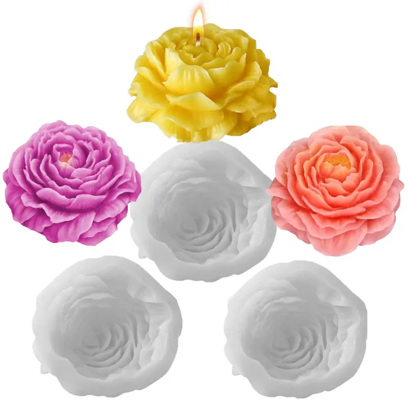 3 sets of peony silicone molds, suitable for candle making, perfect for aromatherapy candles, resin, clay, plaster, and other crafts. Easy to demold, showcasing exquisite petal designs, perfect for handmade wedding and Valentine's Day decorations