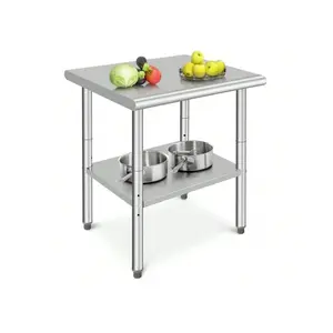 Stainless Steel Table For Prep & Work, 30x24x35 In, NSF Metal Commercial Kitchen Table, Heavy Duty Prep Table With Adjustable Undershelf & Feet For Restaurant, Home, Workshop, Kitchen, Garage