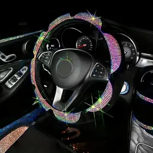 Shiny Rhinestone Car Anti-Slip Steering Wheel Cover, Universal Fit 15 Inch, Sparkling Crystal Auto Dashboard Protector, Ideal for Most Vehicles SUVs Cars Trucks, Women's Interior Decor Gift