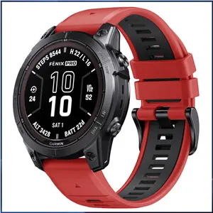 Compatible with Garmin Fenix 7 watch strap, dual-color quick-release rubber strap