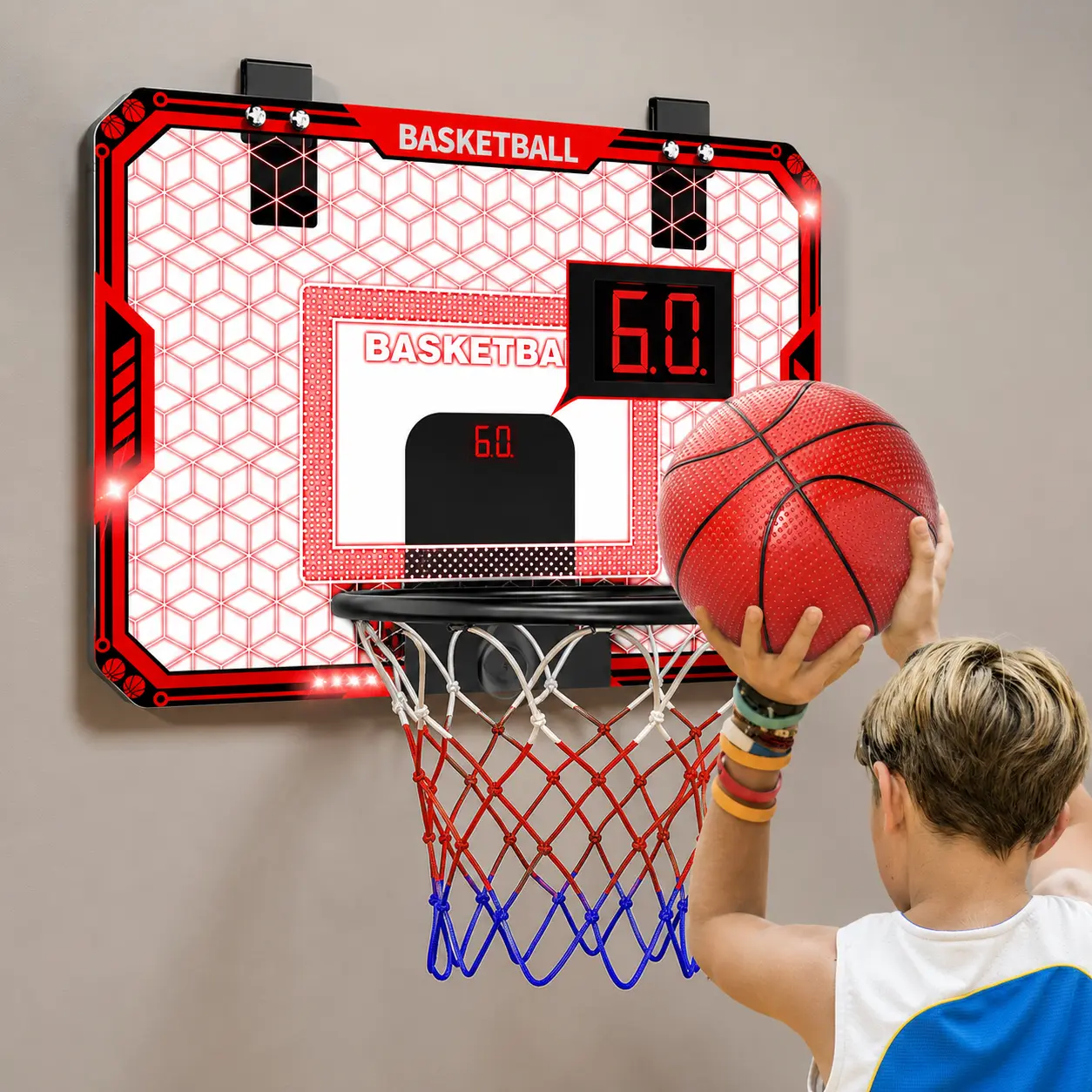 Indoor Outdoor Sports Toy for Kids,Basketball Hoop with Rubber Elastic Ball,  indoor and outdoor basketball toys, indoor and outdoor basketball shooting game toys, silent basketball hoop, basketball