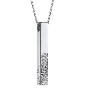Personalized Fingerprint Vertical 3D Bar Necklace