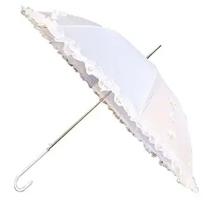 212 MAIN White Wedding Umbrella - 34 in Portable Foldable Umbrella, Automatic Drip, Pocket-Size Home Supply for Special Events