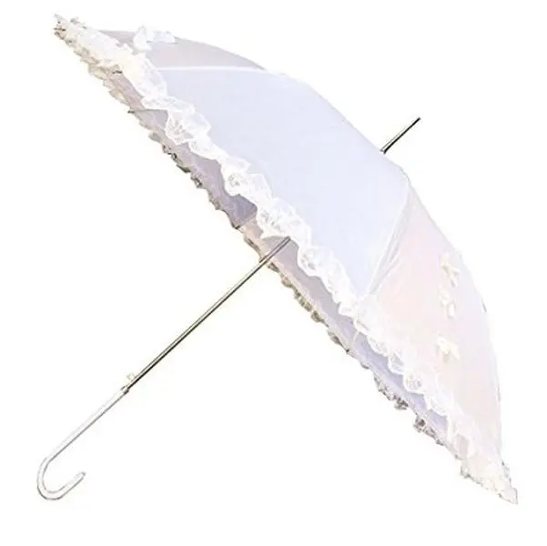 212 MAIN 34 in White Wedding Umbrella - Automatic Drip, Pocket-Size Portable Compact Collapsible Telescoping Auto-Retractable Umbrella, Home Supply for Special Events
