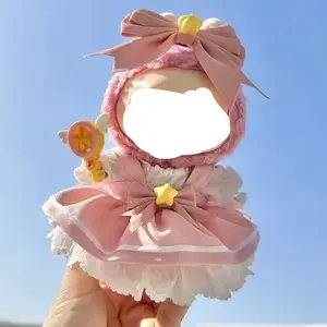 Sakura Card Captures Anime Magical Girl Super Hero Dress Bow Cute Fashionable Labubu Anime Costume Cosplay 17cm Doll Clothes