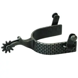 Weaver Leather Black Rasp Western Spurs for Men - 2" Shank, 10-Point Rowel, 1" Band, Stainless Steel