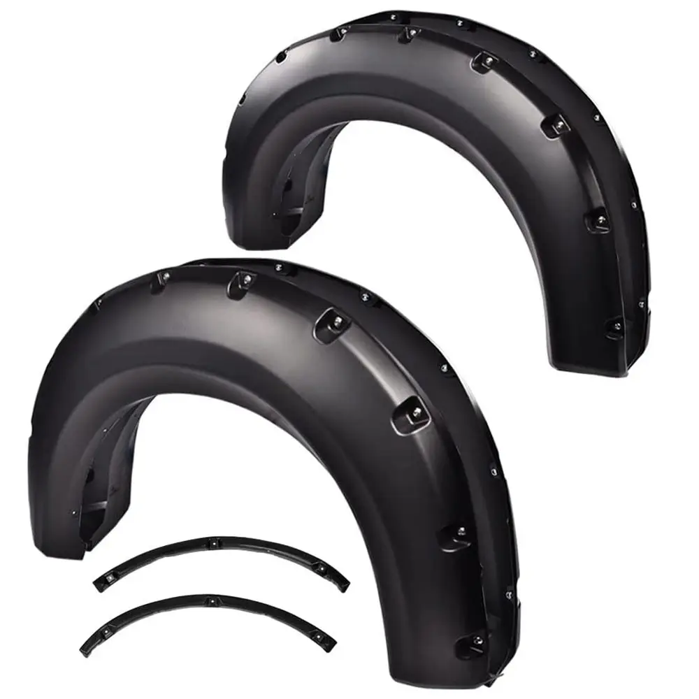 ALLGOOD 6PCS Polypropylene Pocket Style Smooth Matte Black Rivet Bolt-On Fender Flares, Wheel Arch Protectors, Mud Flaps, Splash Guards Trim for Ford F150 2009-2014 Automotive Car Exterior Debris Shield Accessories