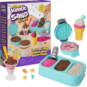 Scented Kinetic Sand Ice Cream Treats Playset - 3 Colors, 6 Tools, Sensory Sand & Beach Toy for Kids Ages 3+