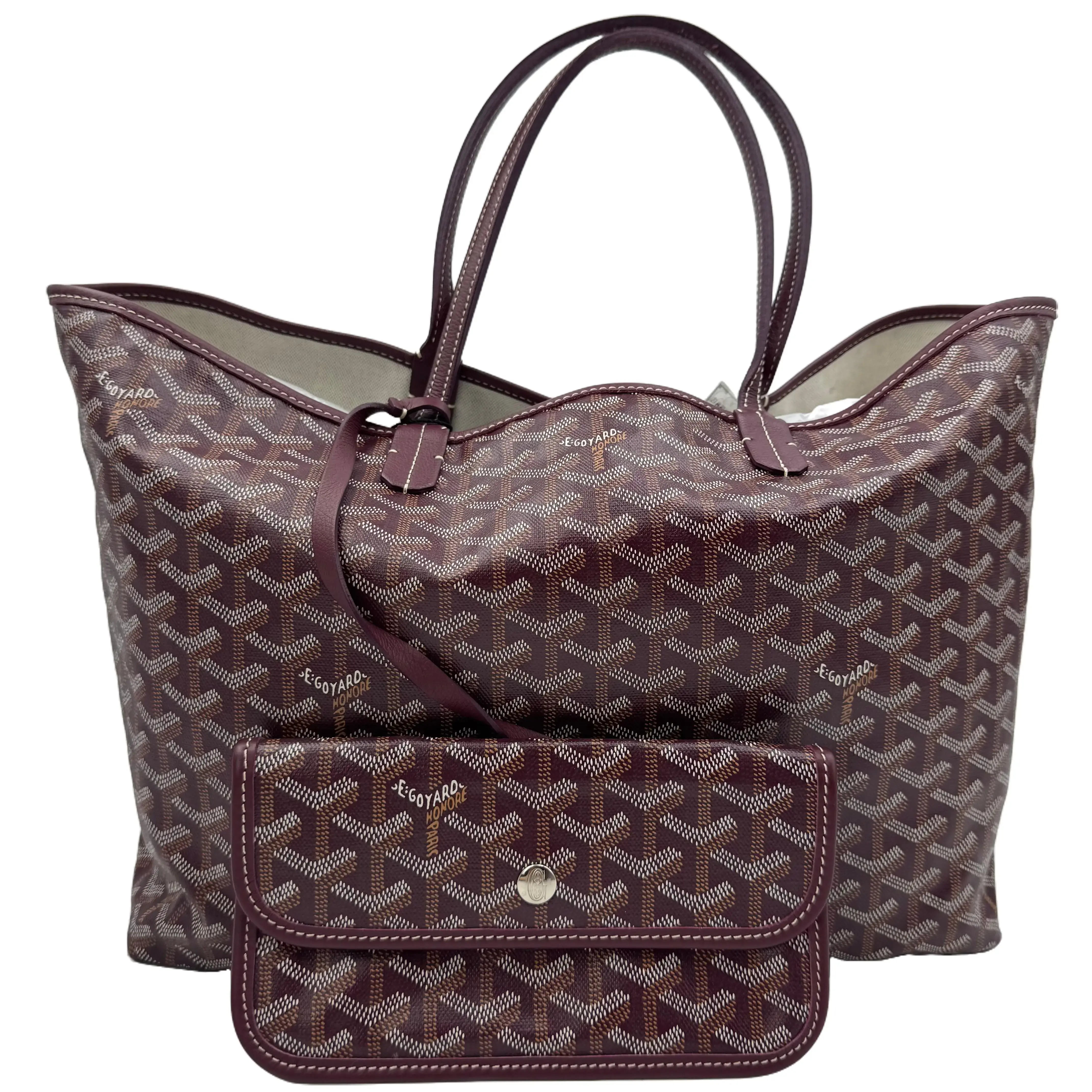Pre-owned Goyard Burgundy Goyardine Canvas Saint Louis GM Tote Bag with Matching Detachable Pouch