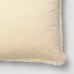 Threshold Oversized Square Solid Velvet Pillow with Fringe Trim, Plush Decorative Throw Pillow for Couch, Bed or Chair, Yellow