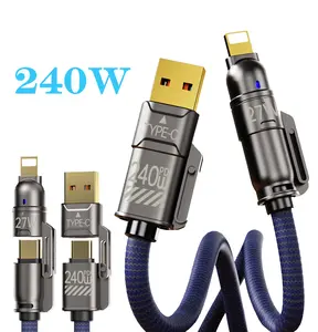 240W USB C Fast Charger Set, Fast Charging Adapter with 5.9FT 4-in-1 USB A+Type C Data Sync Cable For Phones, Tablets and Computers.