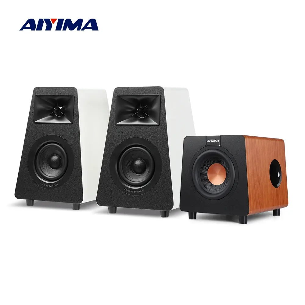 AIYIMA 2.1 Channel Bluetooth Speaker + 800X Subwoofer Hifi Home Sound Theater Wood Speakers Combination DIY Bookshelf Speakers Aiyima