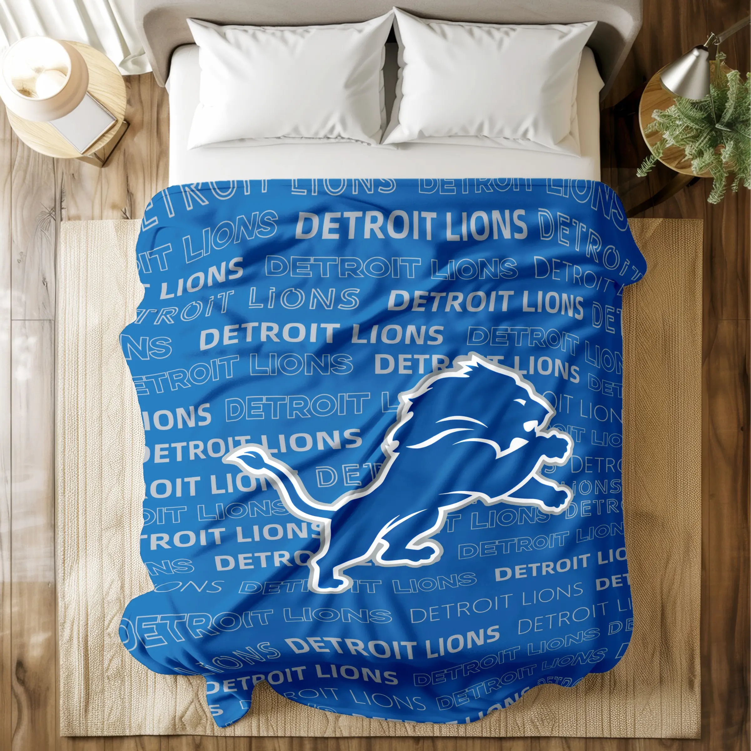 Detroit Lions Logo Flannel Blanket - Skin - friendly, High - grade Plush, Iconic NFL Team Prints, Double Warmth, Multi - Scenario Use (Bed/Sofa/Dormitory/Travel), Ideal Gift for Football Fans Flannel Throw Blankets
