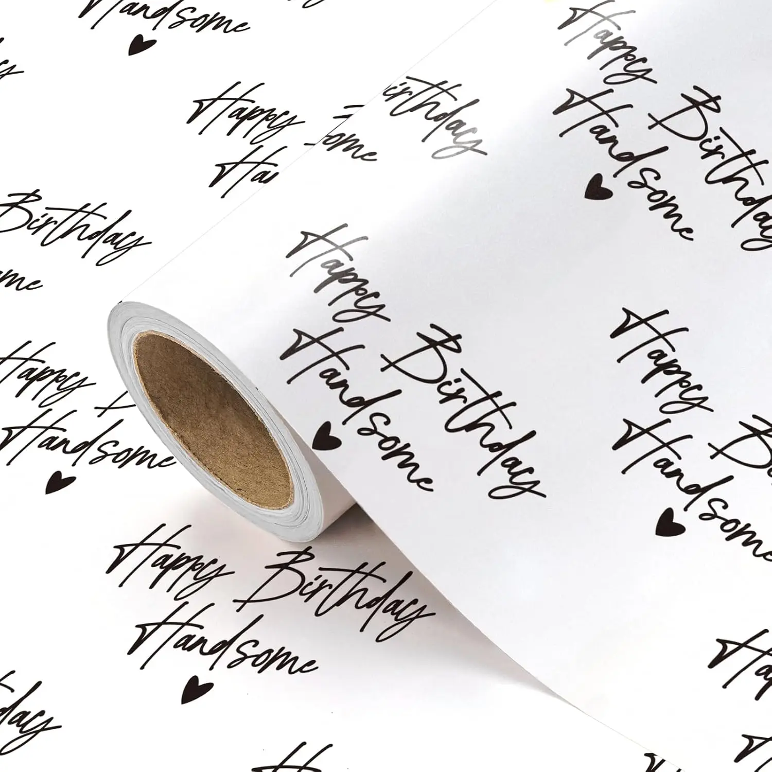 Birthday Wrapping Paper for Men - Mini Roll - 17 Inch x 16.5  - Happy Birthday Handsome Design for Special , Boyfriend, Husband