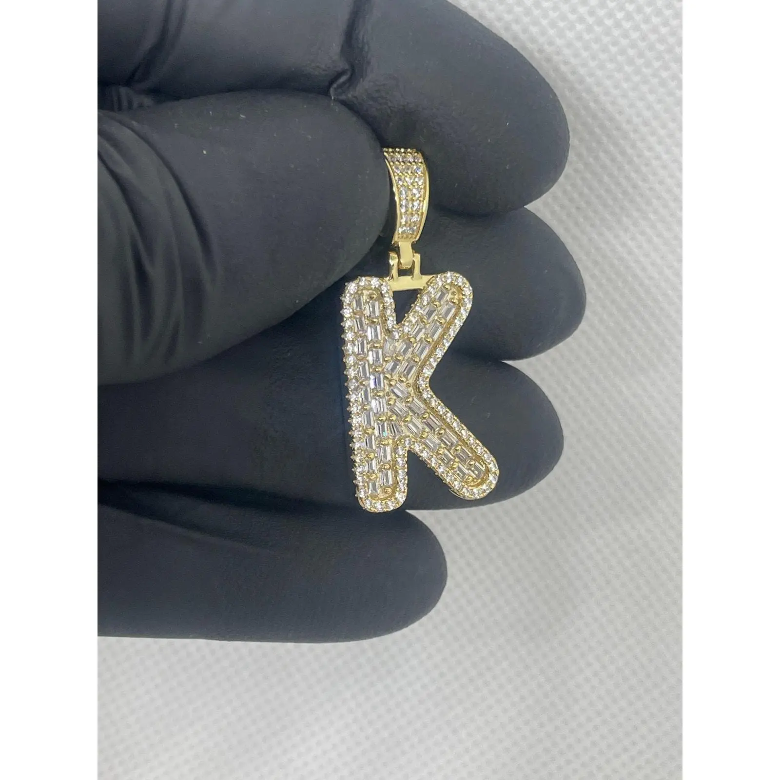 925 Golden Iced out K Pendant