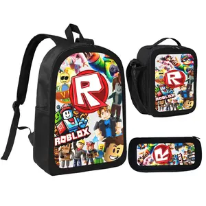 ROBLOX Child School Backpack with LunchBags ,Pencil Bags ,School Bags for Boys Girls Best Gift