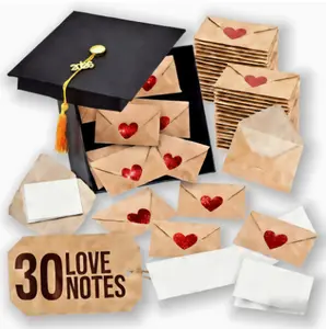 DIY Love Notes Box - Mini Envelopes with Heart Stickers, Mother's Day Valentine's Birthday Cards, Cute Gifts for Him Her Mom Friends, Greeting Cards, Graduation Season Stationery