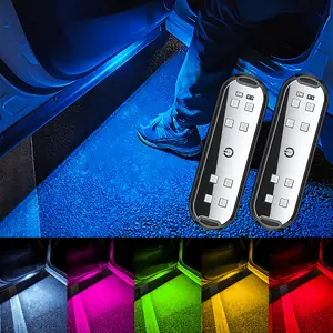 Warning LED lights, colorful door lights, high brightness lighting, touch lights, multi-color neon lights, 5V upgrade, 8-wick USB rechargeable, multiple lighting modes, suitable for car/door decoration, Car Light Embellishments