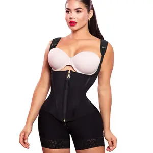 Ultra Secret Faja 8215 Colombiana 2 in 1 Shaping Bodywear for Women - Black Bodysuit with Powernet Compression & Adjustable Straps for Basic Minimalist Outfit