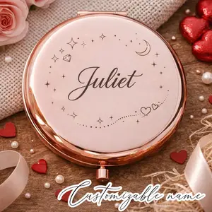 Engraving Custom Personalized Name Makeup Mirror, Marriage Proposal Gift, Bridesmaid Gift, Party Mirror Gift, Stainless Steel Mirror, Valentine'S Day, Anniversary Gift for Women Girls