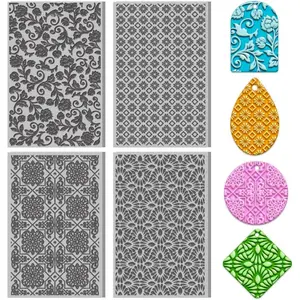 4 count Polymer Clay Texture Sheets Set for Using with Clay Cutters,  Clay Texture Mats, Pottery  Making Kit DIY Creative Crafts Tools