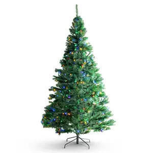 VEVOR Christmas Tree,  6.5ft Prelit Artificial Xmas Tree, Full Holiday Decor Tree with 450 Multi-Color LED Lights, 1227 Branch Tips, Metal Base for Home Party Office Decoration Tested to UL Standards