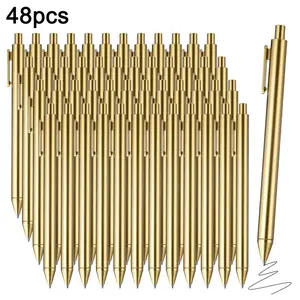 48pcs Luxury Golden Ballpoint Pen Set | Bulk Retractable Black Ink Medium Point Smooth Writing Pens for Wedding, Bridal Shower, Business, Office, Students, Teachers, School, Diary & Gifts for Valentine'S Day, Easter | Ballpoint Pen Kit