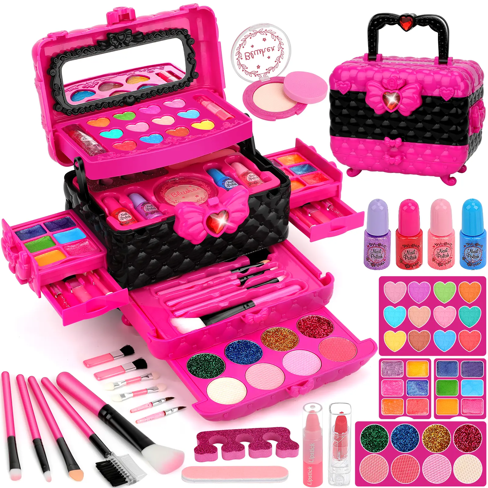 54-Pcs Non-Toxic Washable Princess Pretend Play Makeup Toy Set for Girl (3+ Years), Washable Paint Included, Ideal Birthday Christmas Gift for Ages 3-12