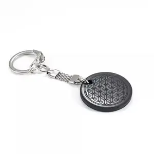 Shungite Keychain with Flower of Life Engraving for EMF Protection