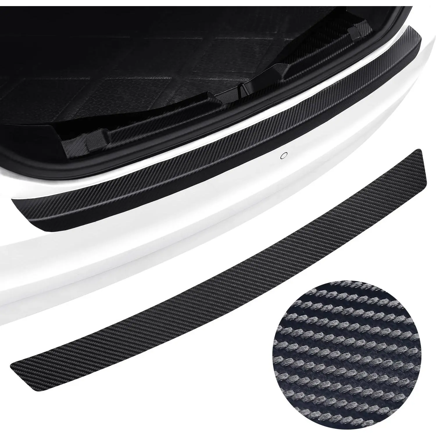 Scratch-Proof Rear Bumper Protector for SUV &  - , Lightweight & Durable Matte Black Carbon Fiber Style, 35.42" X 3.14" Full-Coverage, Edge-Lock Adhesive (35.42 * 3.14 in)