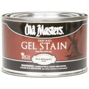 Old Masters 84308 1 Pint Rich Mahogany Gel Stain, Exterior, Oil Based Paint, High Pigment