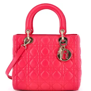 Pre-owned Dior Leather Top Handle Bags Christian Lady Bag Cannage Quilt Lambskin Medium by Rebag