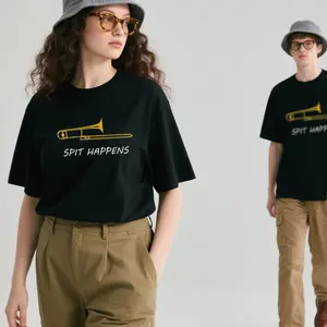 Suitable for both men and women.Funny Trombone | Spit Happens | Trombone Player Gift Casual Summer Top Womenswear