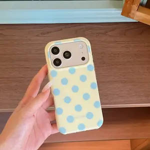 Sweet Minimalist Polka Dot Case Cover Protector, Double Layer Half-Wrapped Anti-Drop, Girls Favourite, 5 Colors For iPhone 17 16 15 14 Pro Max