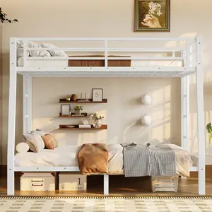 Metal Full XL over Queen Bunk Bed for Teens and Adults, Space-Saving/Noise Reduced/No Box Spring Needed