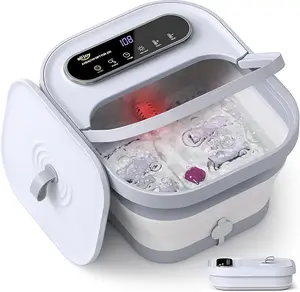 Alljoy Collapsible Foot Spa Bath Massager with Heat, Bubbles & Shiastu Massage, Built-in Pumice Stone & Adjustable Timer, Pedicure Foot Soaker for Home Relaxation & Stress Relief, Ideal Gift for Men & Women